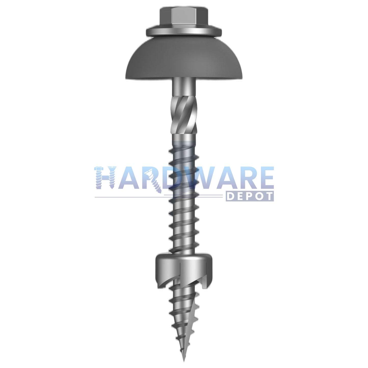 12g X 50mm T17 Hex Flange with Polycarb Seal Assembley Poly All in 1 Roofing Screw Galvanised C4 External Hex 250 Pack