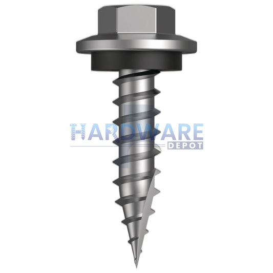 12g X 25mm T17 Hex Flange with Seal Roofing Screw +  Washer Galvanised C4 External Hex 500 Pack