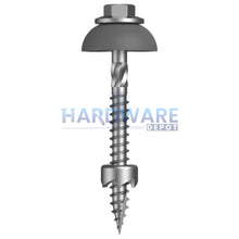 12g X 65mm T17 Hex Flange with Polycarb Seal Assembley Poly All in 1 Roofing Screw Galvanised C4 External Hex 250 Pack
