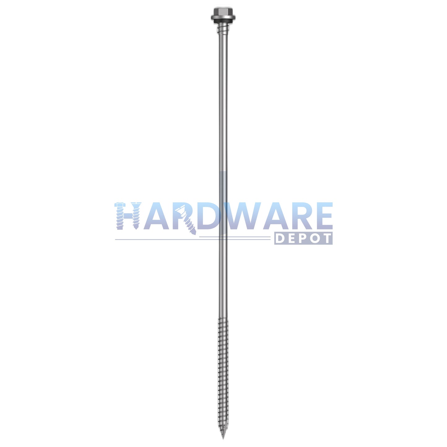 14g X 240mm T17 Hex Flange with Seal Roofing Screw + Washer + EPDM Weather Seal  Galvanised C4 External Hex Drive 250 Pack