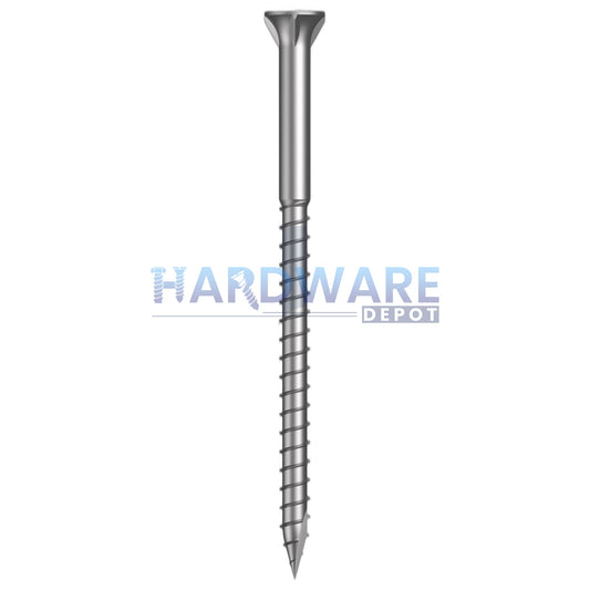 8g X 75mm T17 Bugle Ribbed Batten Screw SS316 Square Drive 100 Pack